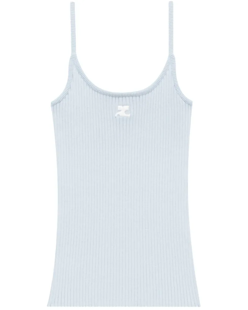 Courrèges Geripptes Top - Blau Blau