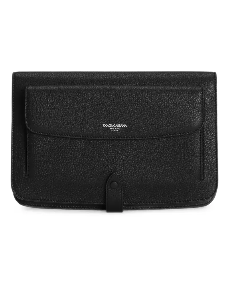 Dolce & Gabbana Clutch aus Kalbsleder mit Kettenriemen - Schwarz Schwarz