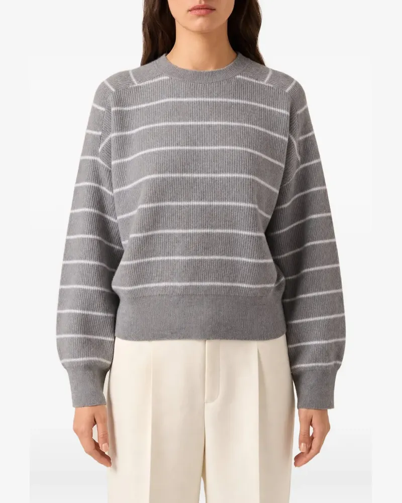 Brunello Cucinelli Gestreifter Pullover mit lockerer Passform - Grau Grau