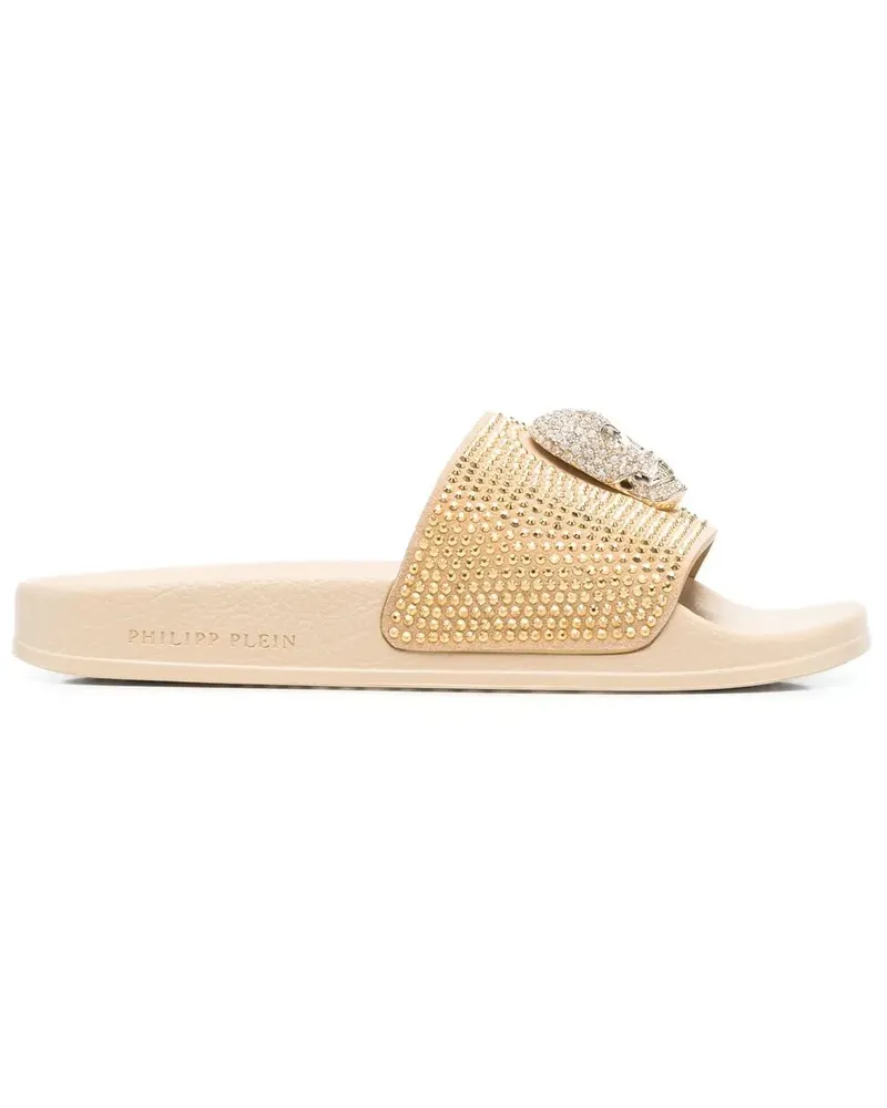 Philipp Plein Pantoletten mit Strass - Nude Nude
