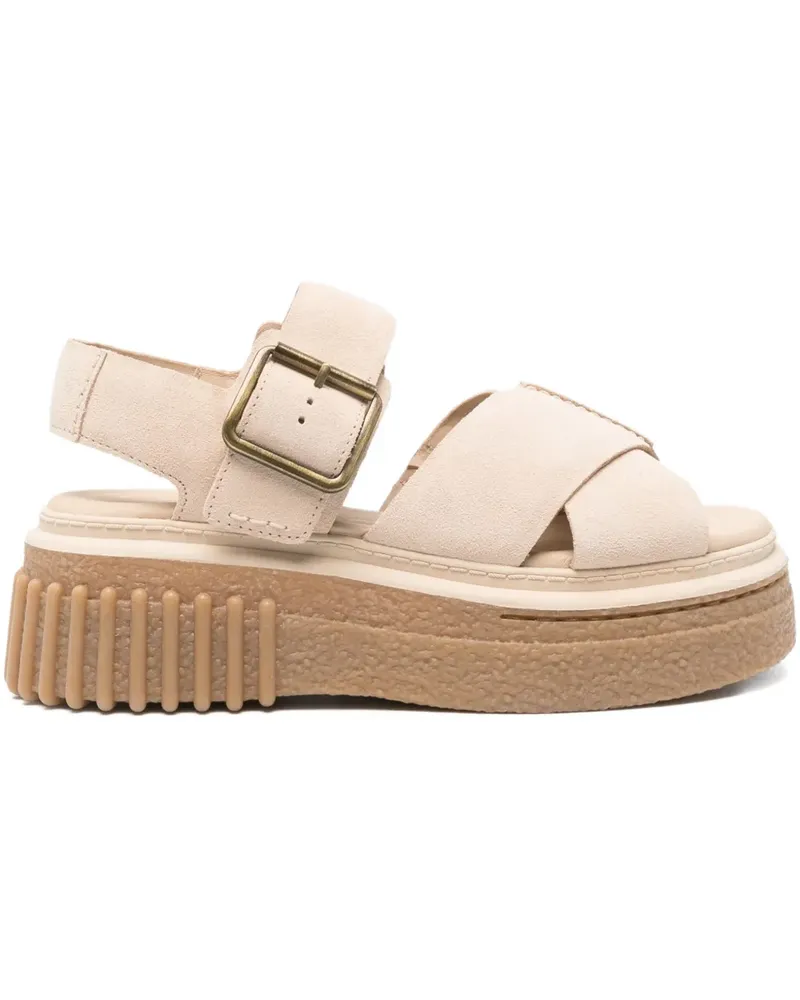 Clarks Evamar Plateau-Sandalen mit Schnallenverschluss 50mm - Nude Nude