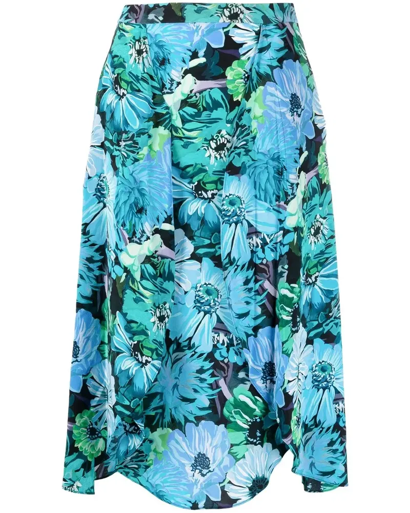 Stella McCartney Seidenrock mit Blumenmuster - Blau Blau