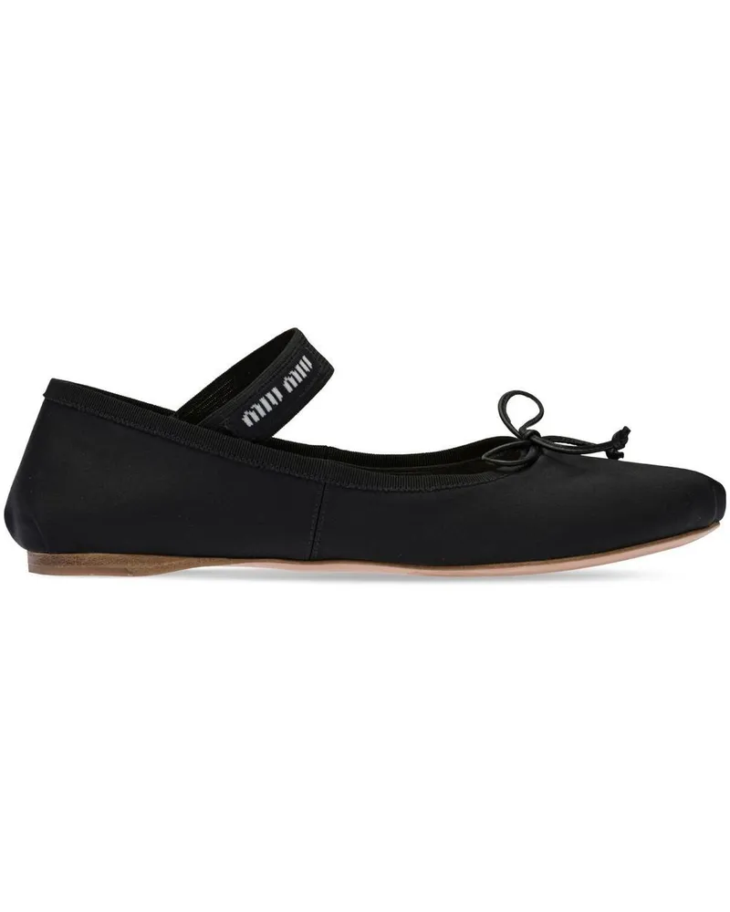 Miu Miu Ballerinas mit Logo - Schwarz Schwarz