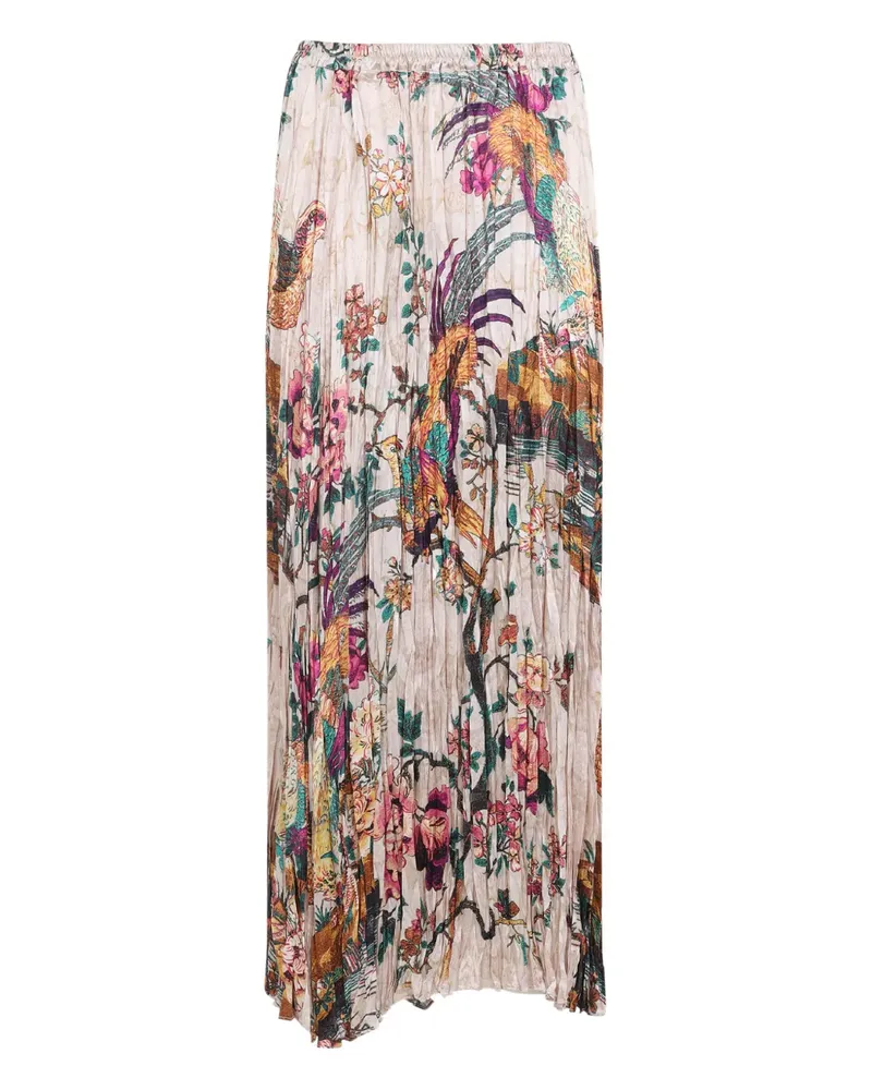 Roberto Cavalli Falten-Maxirock mit Blumen-Print - Nude Nude