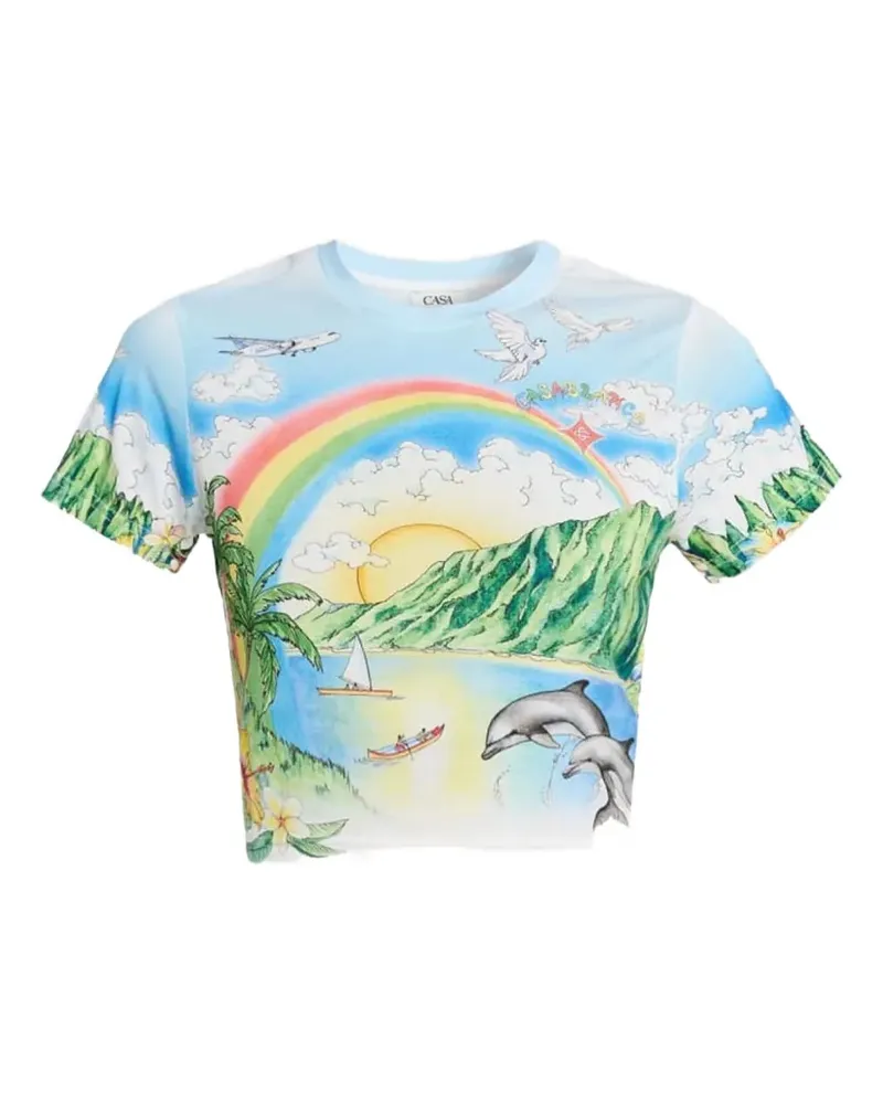 Casablanca Paris cropped T-shirt - Blau Blau