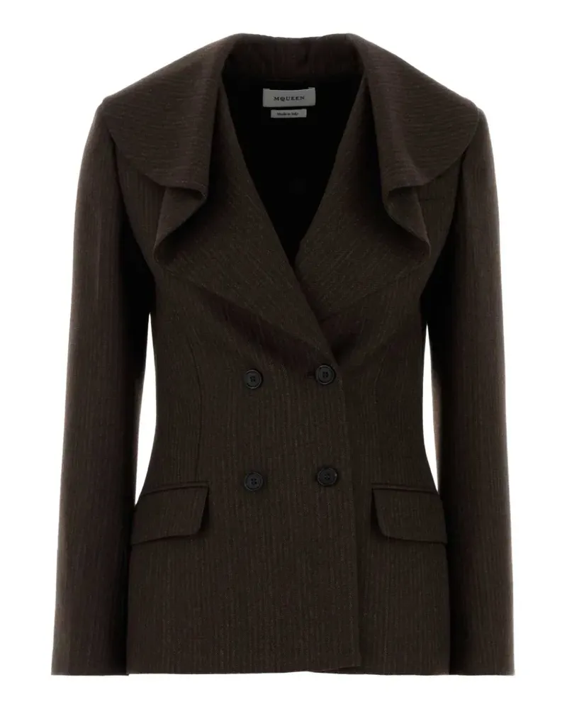 Alexander McQueen ruffled double-breasted blazer - Braun Braun