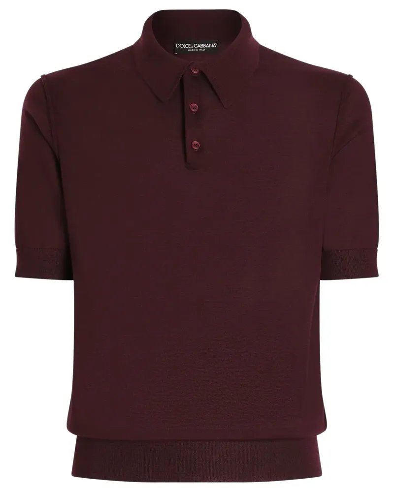 Dolce & Gabbana Fein geripptes Poloshirt - Rot Rot
