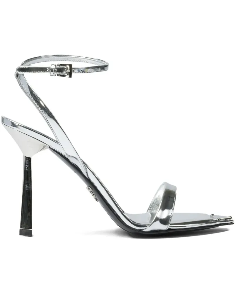 Prada 100mm metallic-leather sandals - Silber Silber