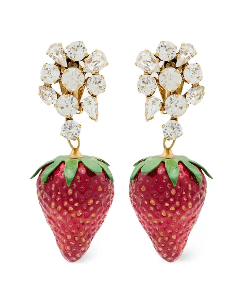 Saint Laurent crystal-embellished strawberry earrings - Gold Gold