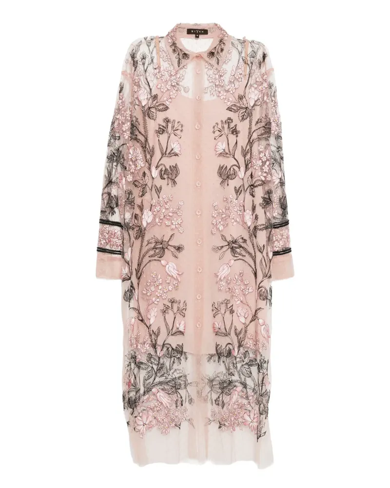 Biyan Kleid mit Blumenstickerei - Rosa Rosa