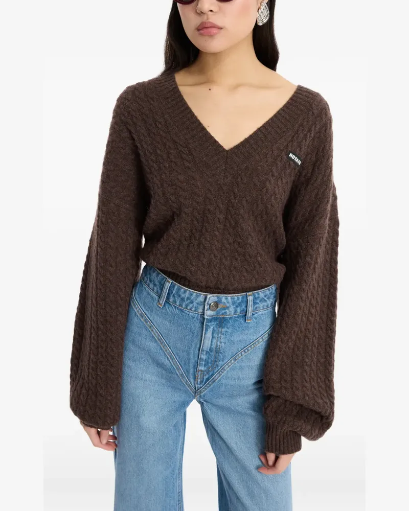 ROTATE Birger Christensen Pullover mit V-Ausschnitt - Braun Braun