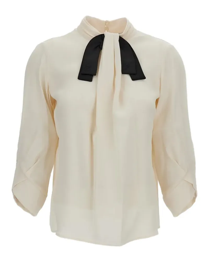 Elisabetta Franchi pussy-bow long-sleeve blouse - Nude Nude