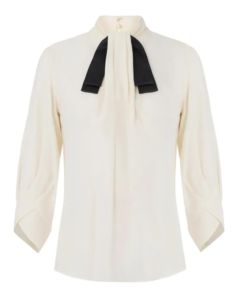 Elisabetta Franchi Bluse aus Georgette-Stoff mit Fliege - Nude Nude