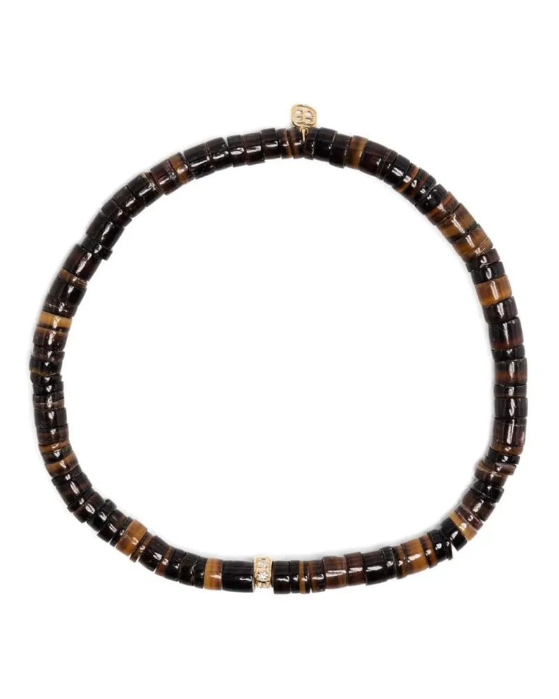 Sydney Evan 14kt Gold-Perlenarmband mit Diamanten Braun