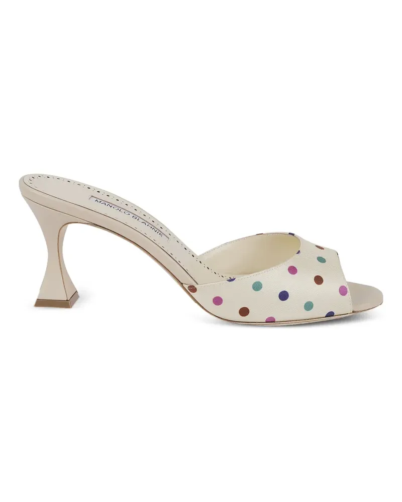 Manolo Blahnik Jadaron polka-dot silk heeled sandals - Nude Nude