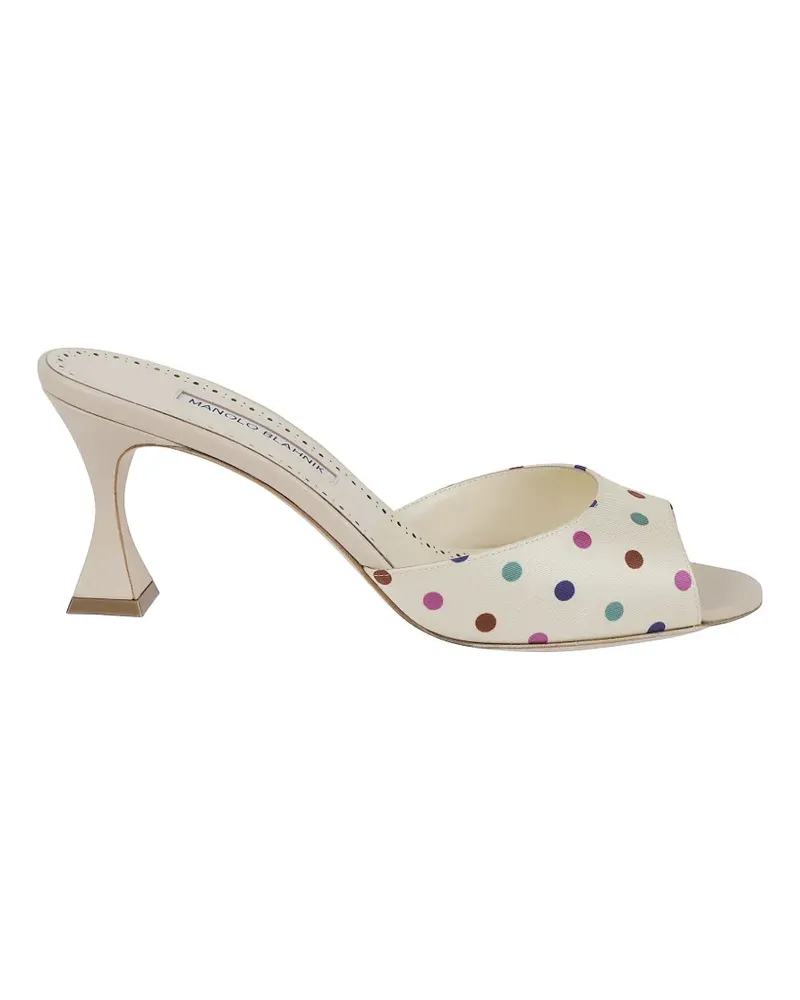Manolo Blahnik Jadaron polka-dot silk heeled sandals - Nude Nude
