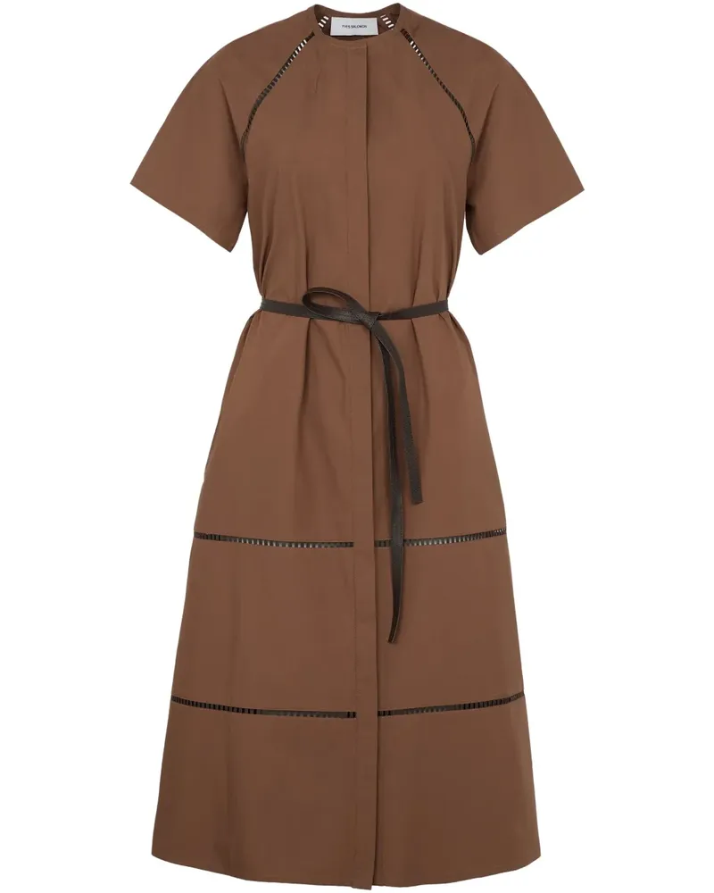 Yves Salomon Midikleid mit Gürtel - Braun Braun