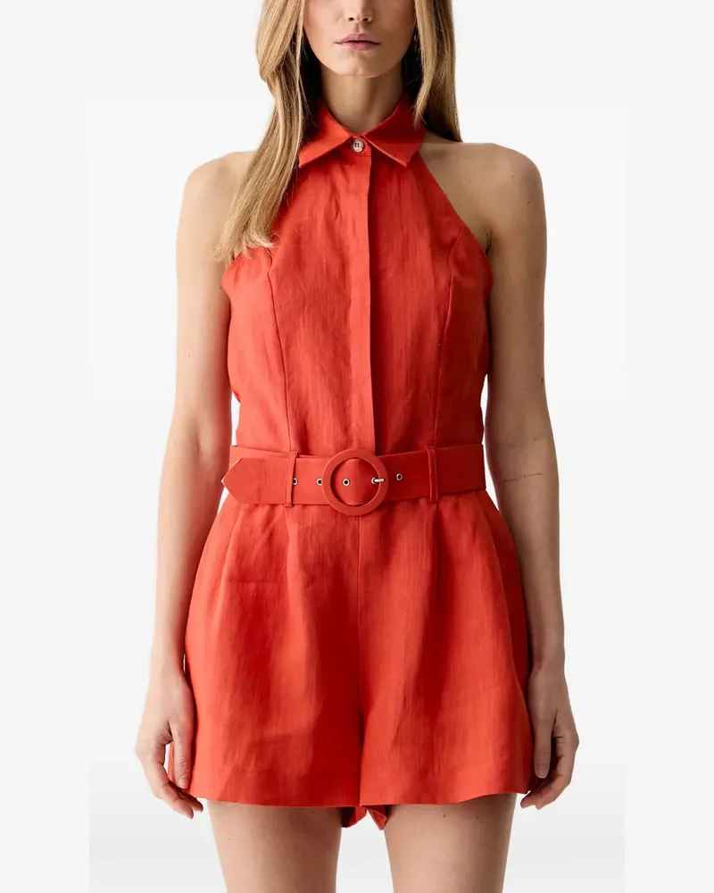 VICOLO Neckholder-Playsuit mit Gürtel - Orange Orange