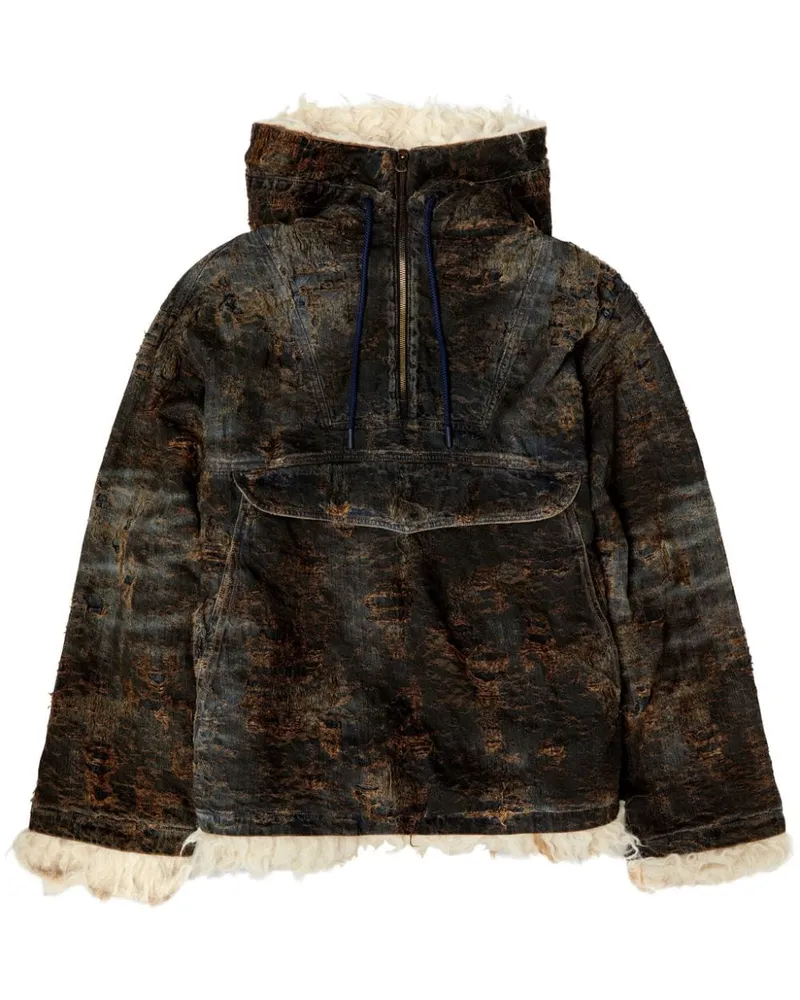 Diesel Beschichtete D-ARAK-FSF Jacquard-Jeansjacke - Schwarz Schwarz