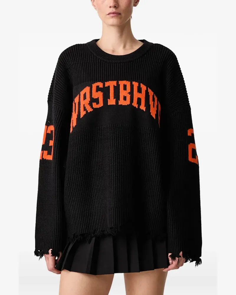 WRSTBHVR Intarsien-Pullover im Distressed-Look - Schwarz Schwarz