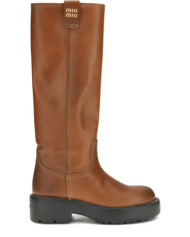 Miu Miu 55mm platform lug-sole knee-high boots - Braun Braun
