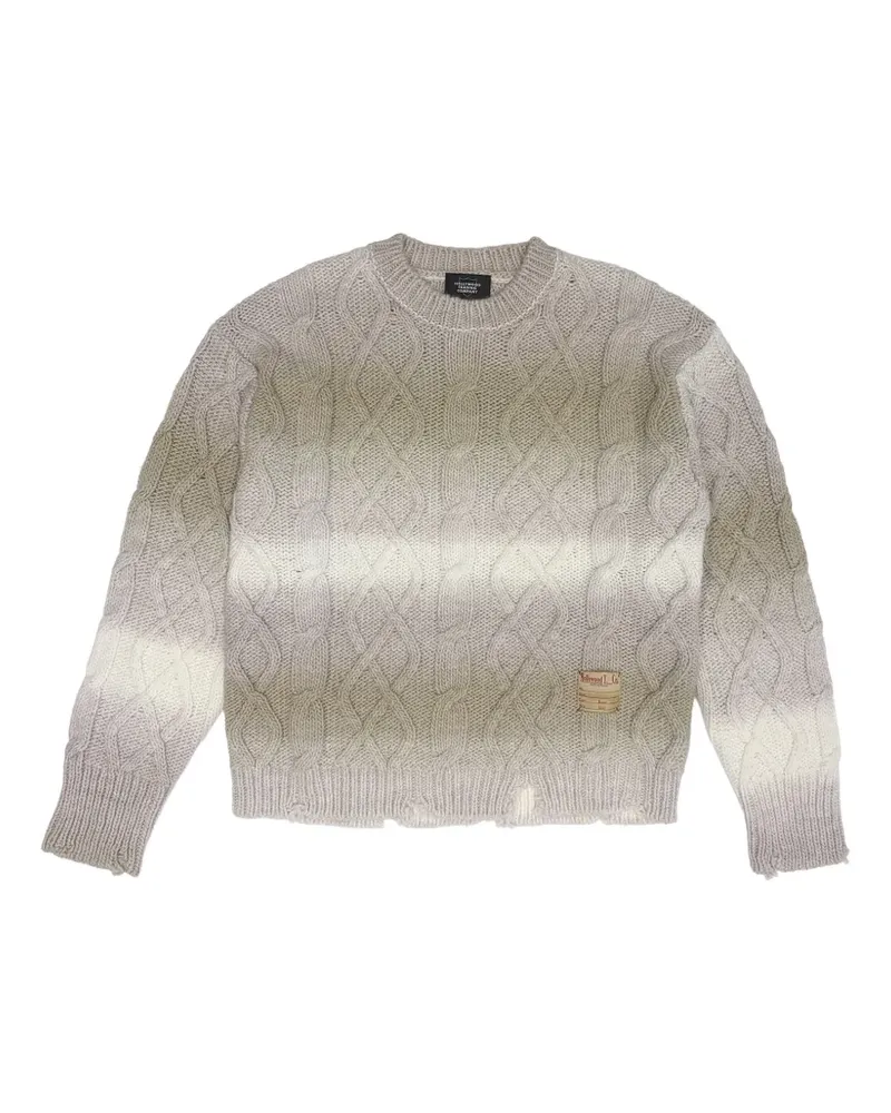 HTC Hollywood Trading Company Distressed-Pullover mit Zopfmuster - Nude Nude