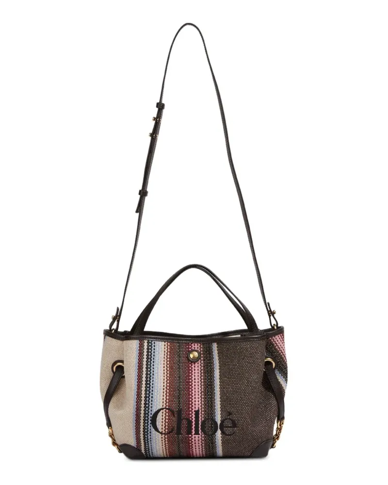 Chloé Gestreifter Clover Tweed-Tote Bag - Braun Braun