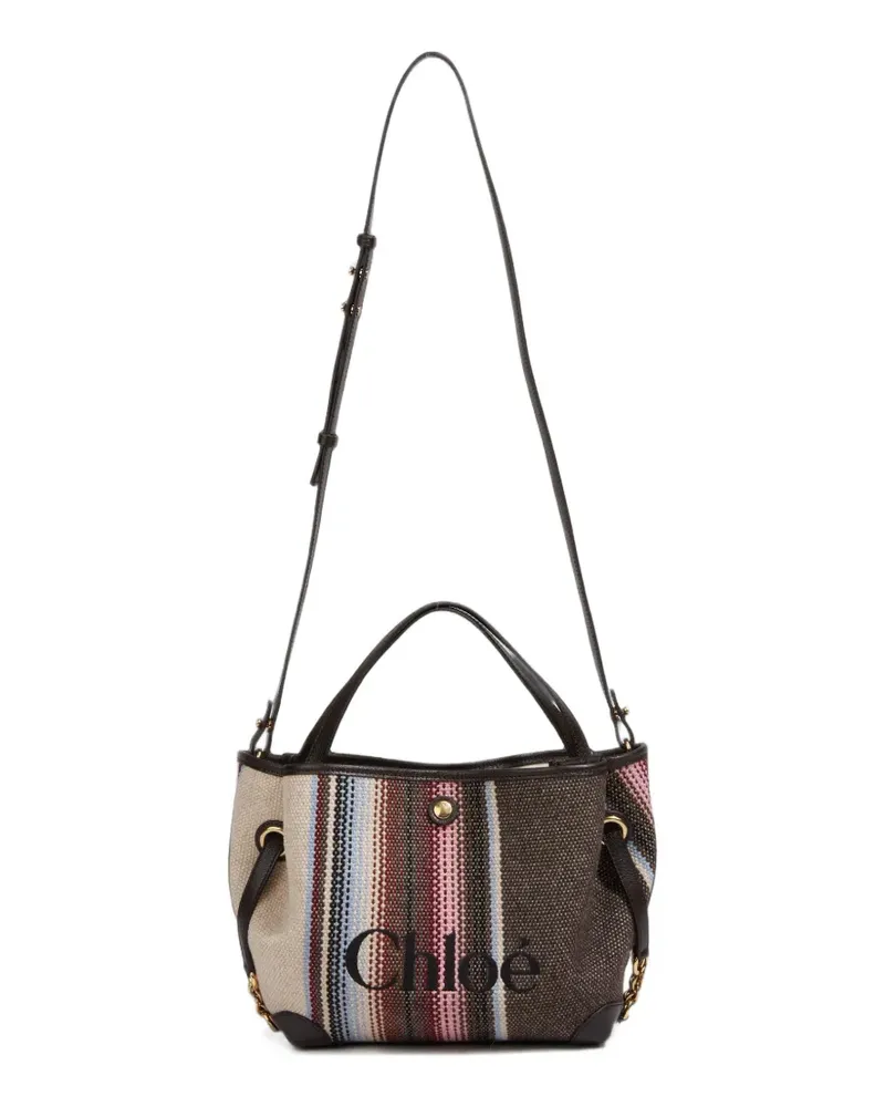 Chloé Gestreifter Clover Tweed-Tote Bag - Braun Braun