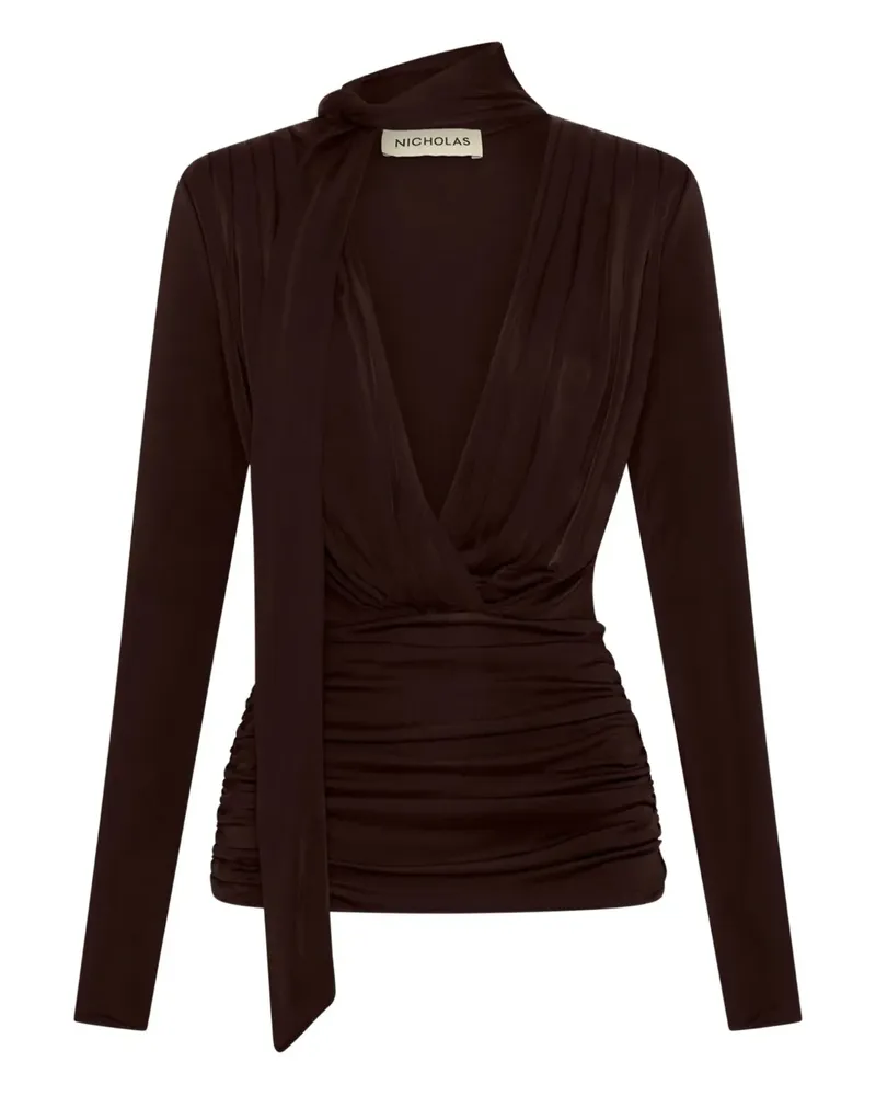 NICHOLAS Drapiertes Marina Oberteil - Braun Braun