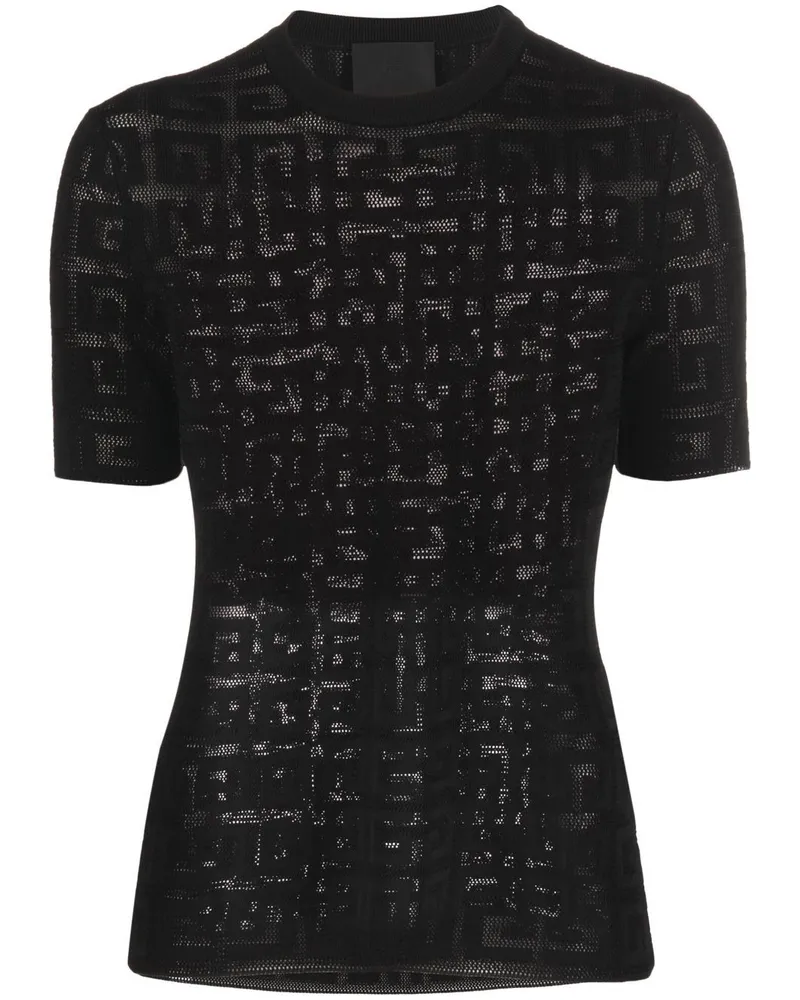 Givenchy 4G Velours-T-Shirt - Schwarz Schwarz