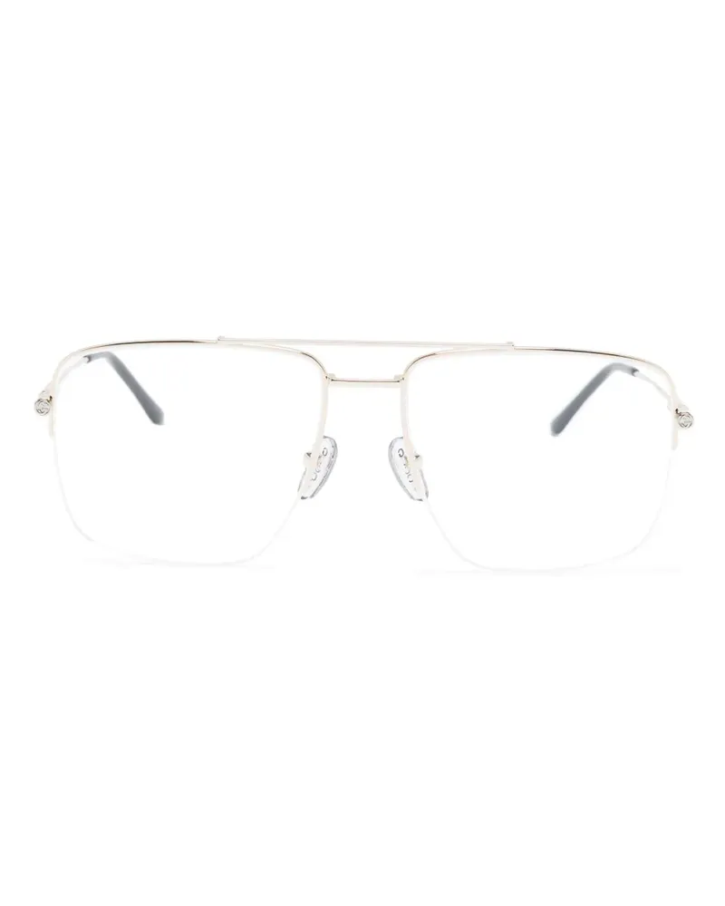 Gucci Eckige Brille mit Logo-Gravur - Silber Silber