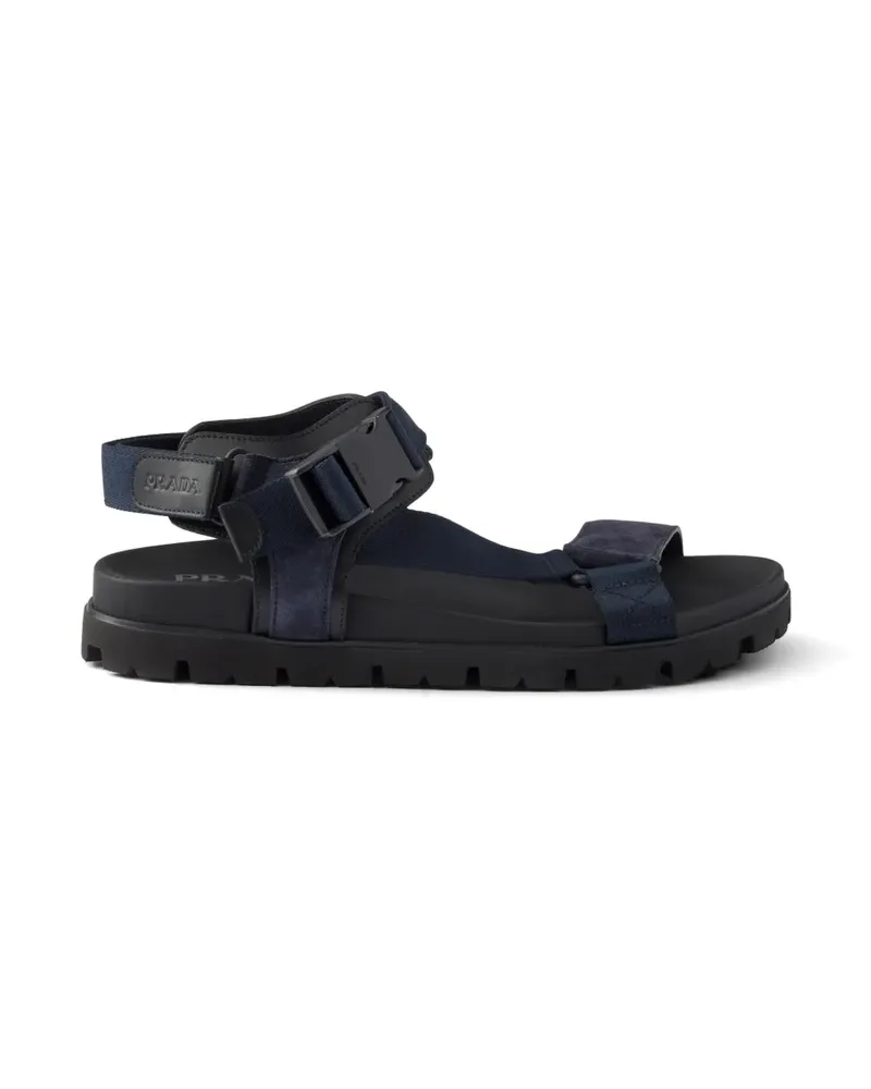 Prada Sportliche Sandalen aus Wildleder und gewebtem Band - Blau Blau