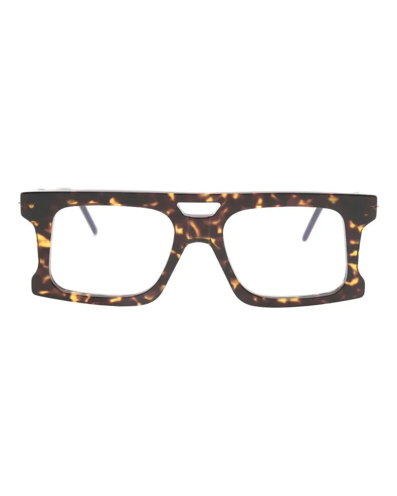 KUBORAUM tortoiseshell-effect rectangle-frame glasses - Braun Braun