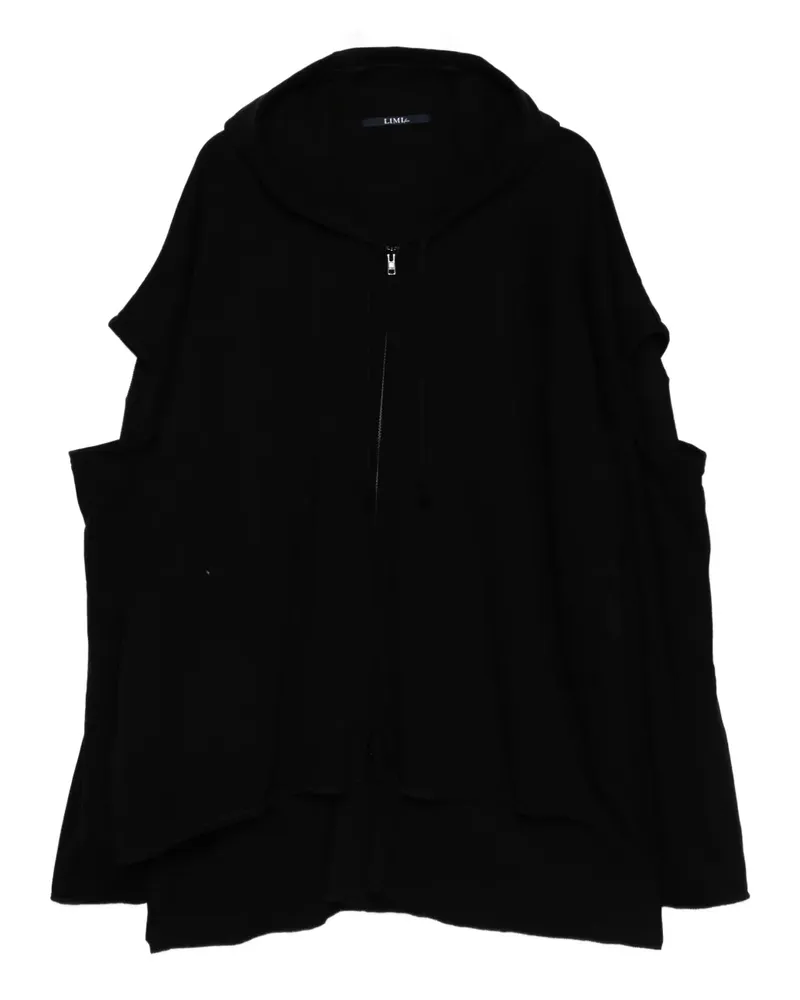 Yohji Yamamoto Hoodie im Layering-Look mit Print - Schwarz Schwarz
