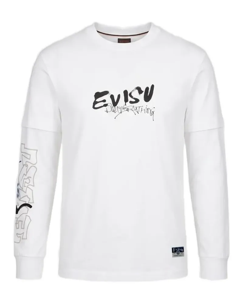 Evisu Langarmshirt mit Daruma-Print - Weiß Weiß