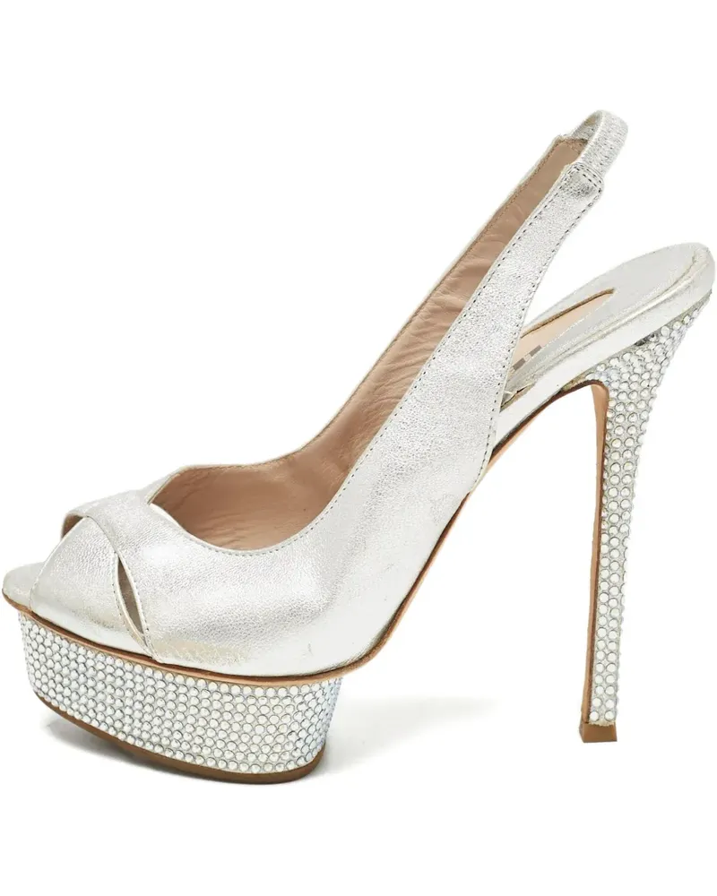 Le Silla Slingback-Sandalen mit Kristallen - Silber Silber