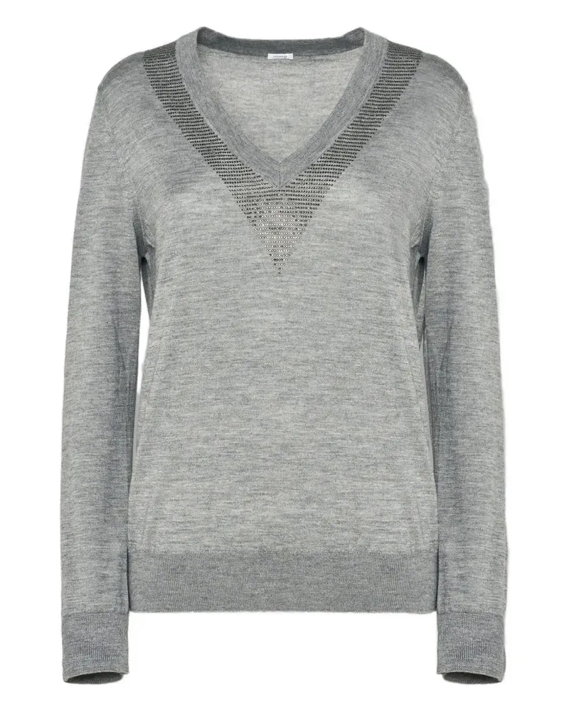 Malo V-neck rhinestone-embellished sweater - Grau Grau