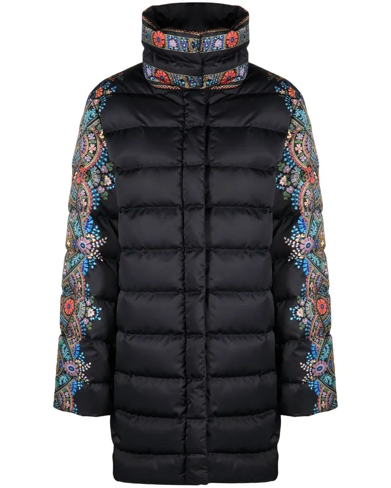 Etro Gefütterter Mantel mit Blumen-Print - Schwarz Schwarz