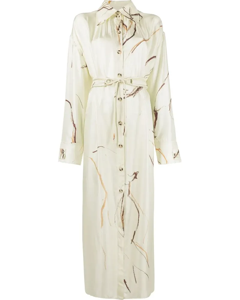 Nanushka Seidenhemdkleid mit abstraktem Print - Nude Nude