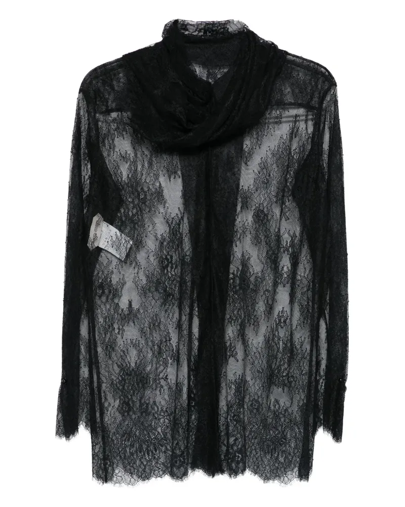 Alberta Ferretti Spitzen-Hemd mit Stehkragen - Schwarz Schwarz
