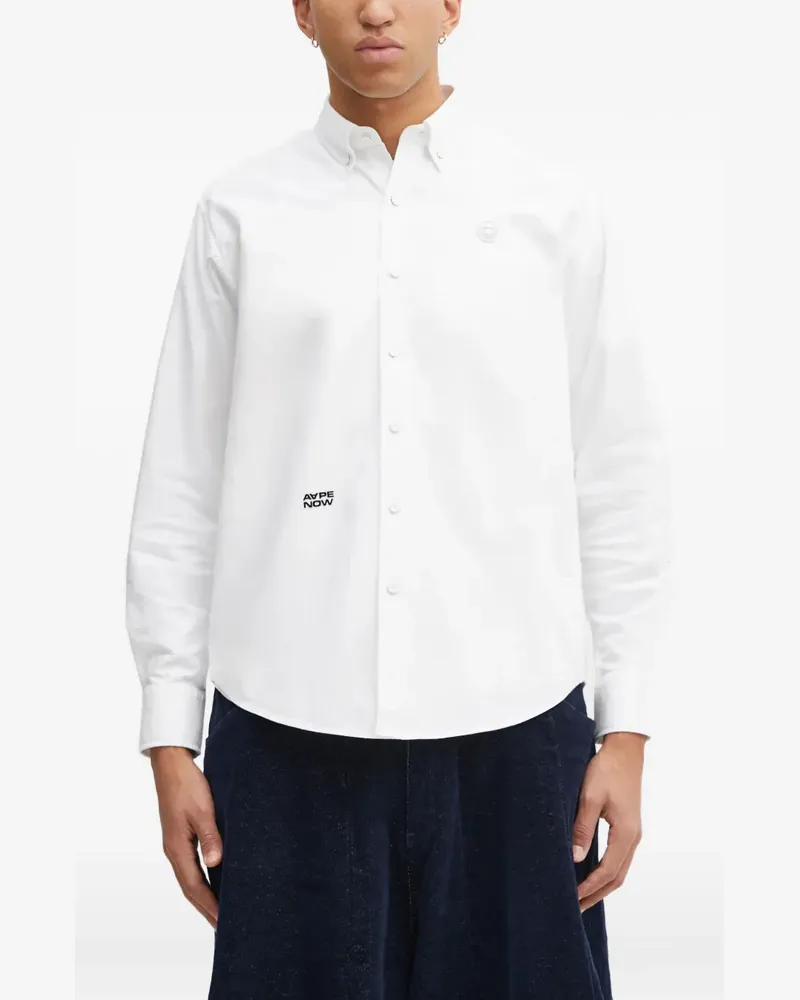 BAPE Hemd mit Logo-Patch - Weiß Weiß