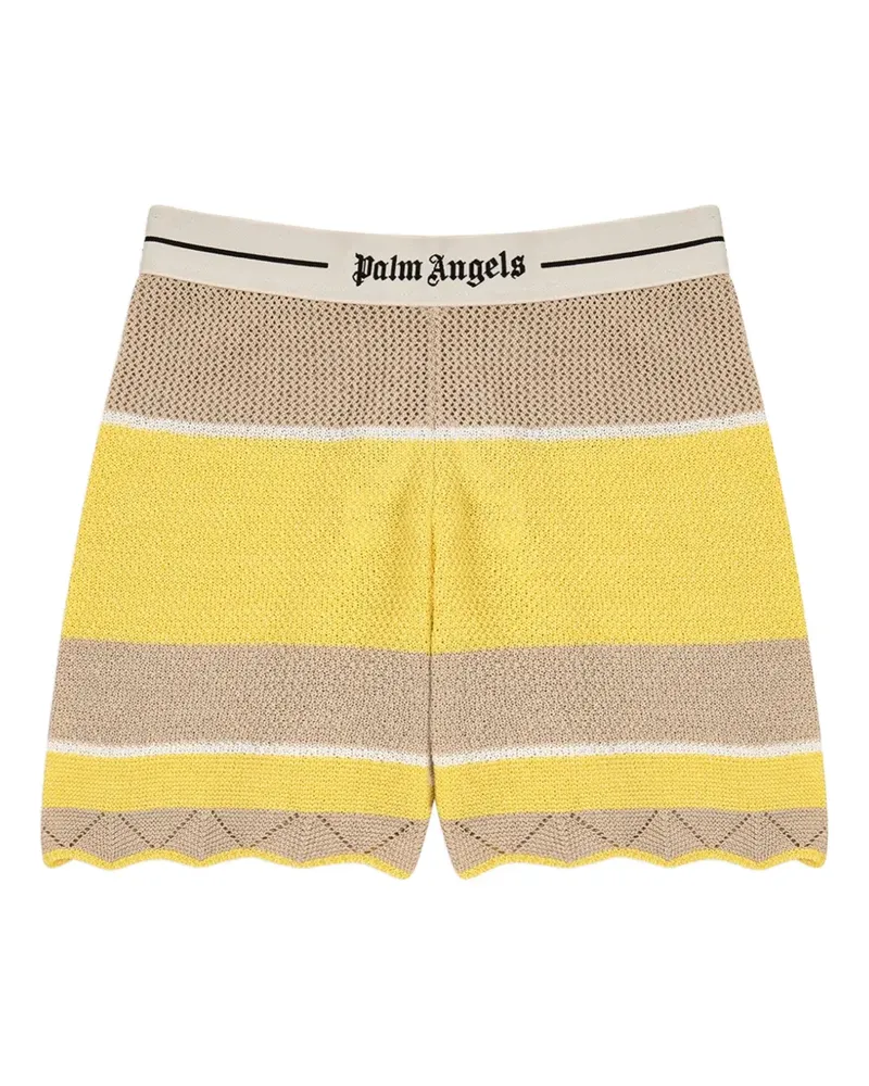 Palm Angels Gestreifte Shorts mit Wellensaum - Gelb Gelb
