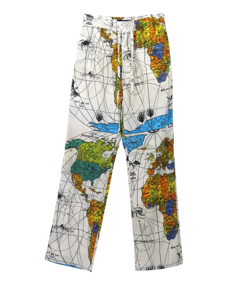 SAINT MXXXXXX Hose mit Weltkarten-Print - Weiß Weiß