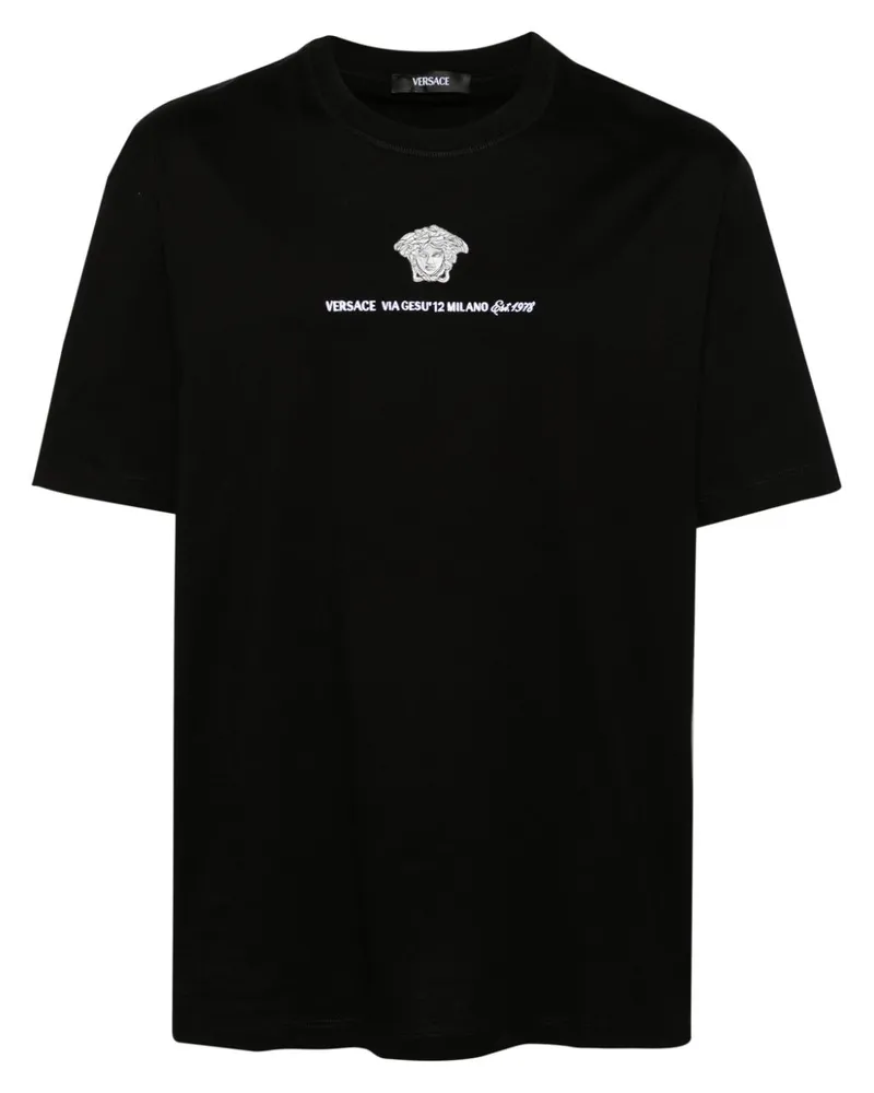 Versace Besticktes Medusa Milano T-Shirt - Schwarz Schwarz