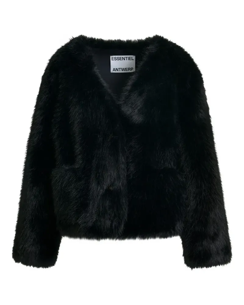 Essentiel Jacke aus Faux Fur - Schwarz Schwarz