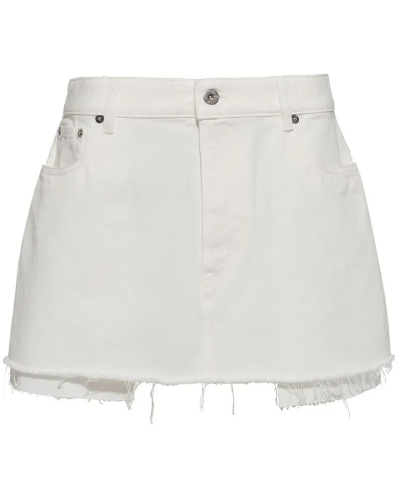 Miu Miu Ausgefranster Jeansrock - Weiß Weiß