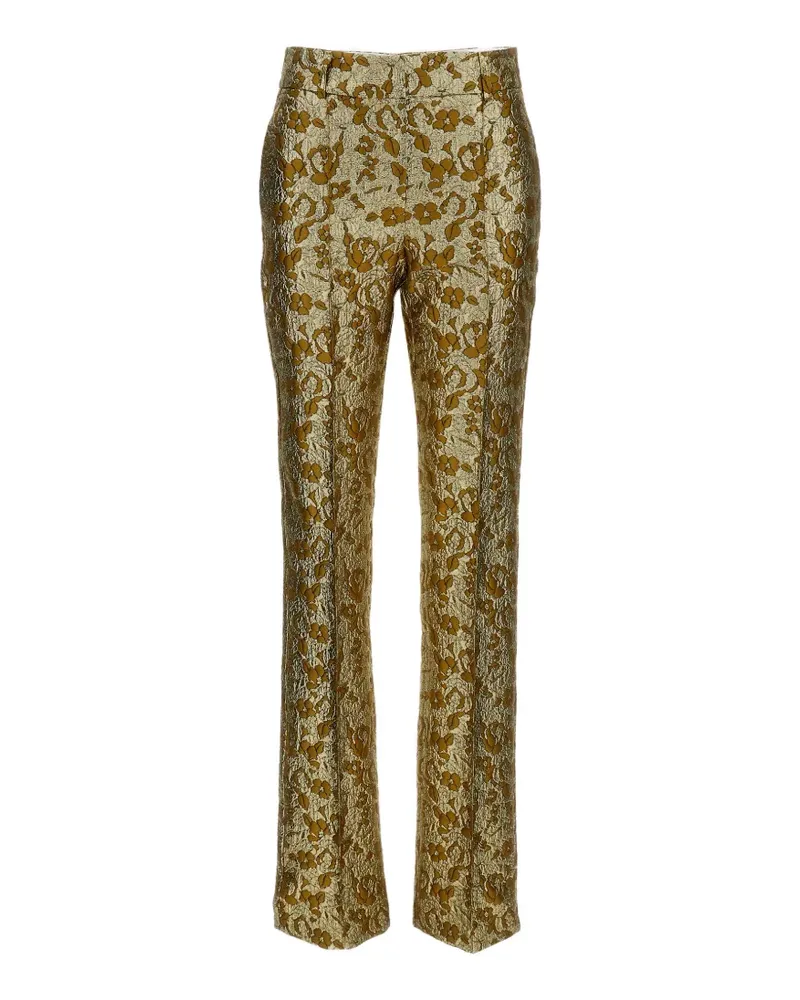Des Phemmes floral-jacquard metallic trousers - Gold Gold