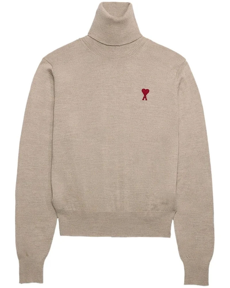 AMI Paris Rollkragenpullover mit Logo-Stickerei - Nude Nude