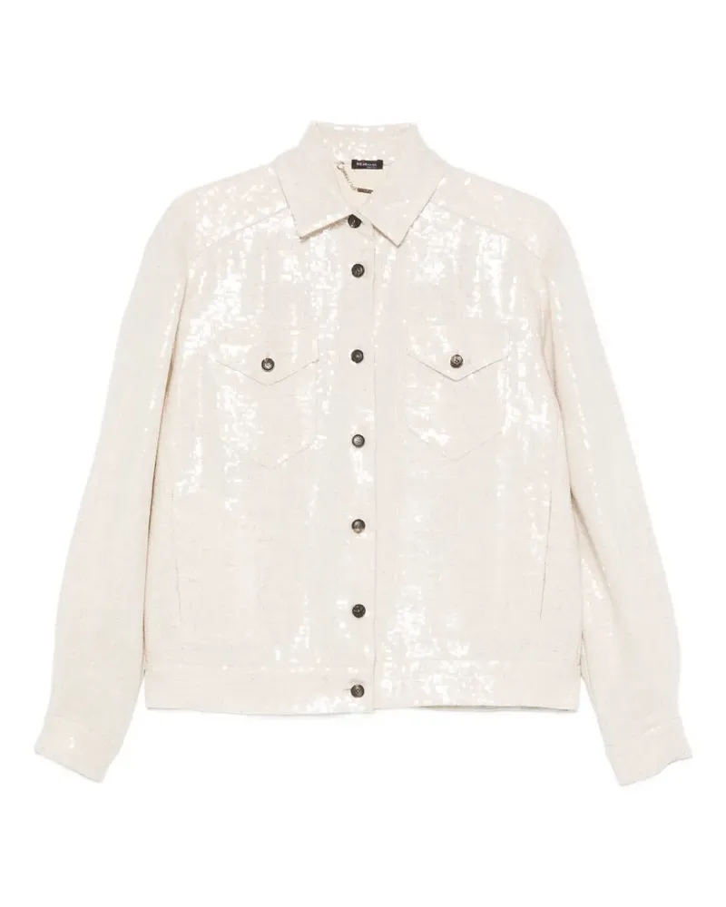Kiton sequin-embellished button-up jacket - Nude Nude