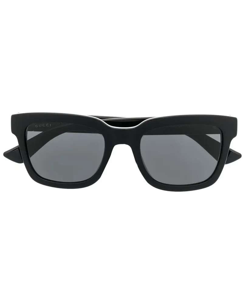 Gucci Sonnenbrille mit eckigem Gestell - Schwarz Schwarz
